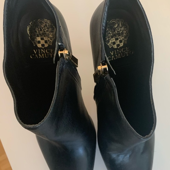 Vince Camuto Black & Gold Leather Stiletto Bootie - Picture 4 of 11